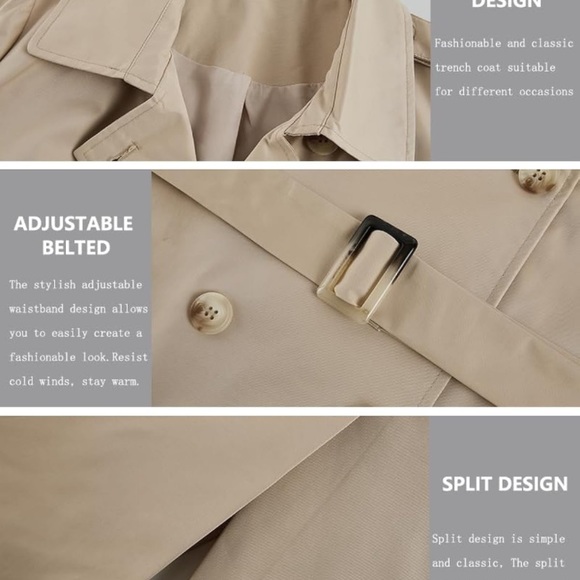 Women Lapel Long Sleeve Overcoat Outwear Casual Winter Warm Trench Coat trench - Picture 2 of 5